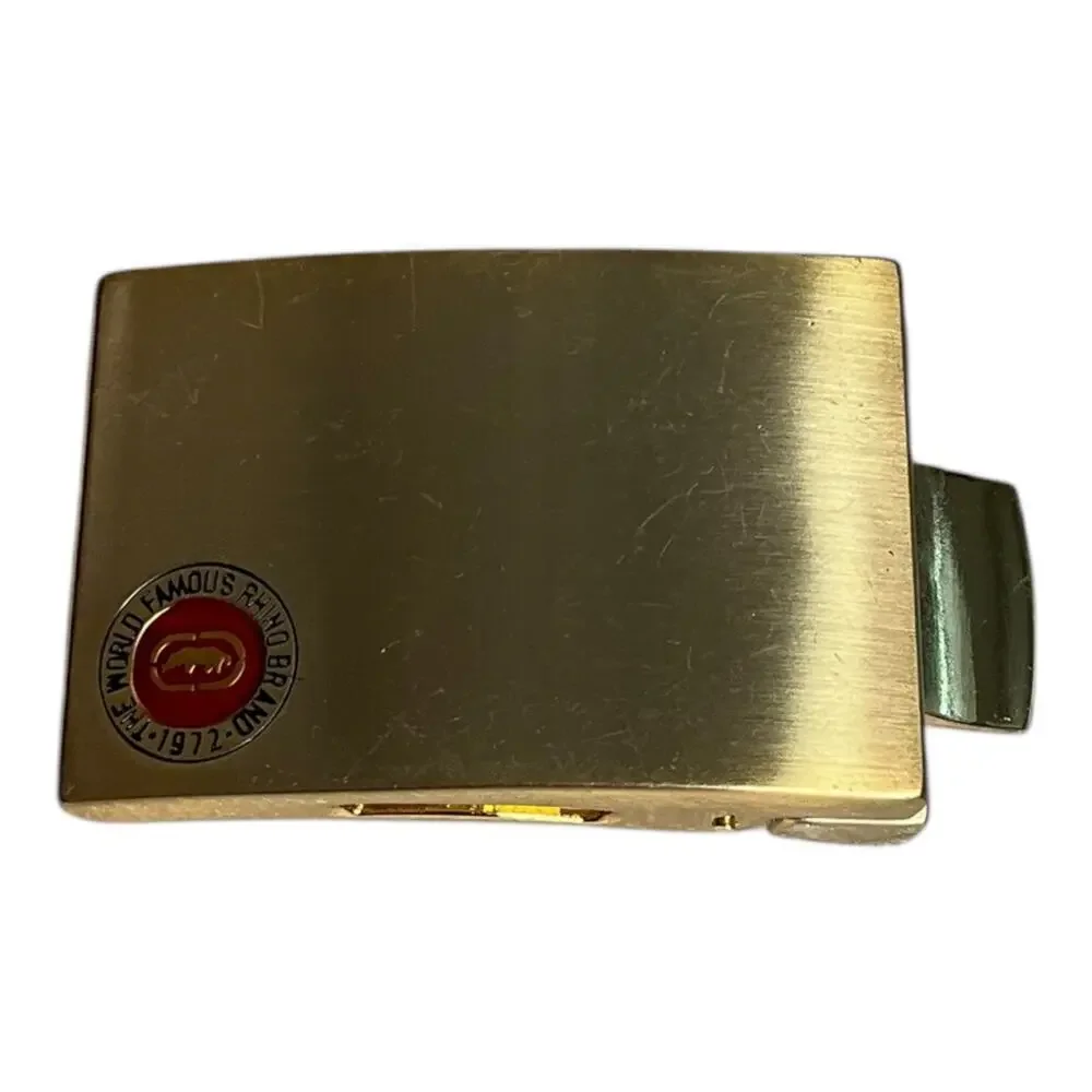 Vintage Mark Echo The World Famous Rhino Brand 1972 Belt Buckle 1990's Gold OS